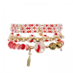 Wholesale Imitation Stone Beads Chain Weave Red Crystal Beads Bracelets Boho Style from china suppliers