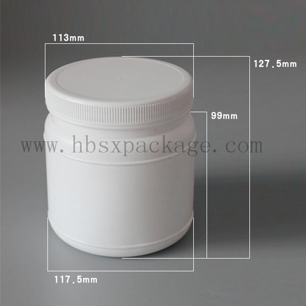 Quality 1L PE Round Plastic Medical Powder Bottle with Screw cap in white for sale