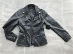 Black Ladies PU Jacket With Lapel Neck , Womens Faux Leather Coat TW74289