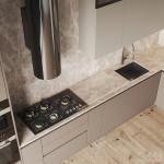 Modern EB Kitchen Cabinets Beige Wooden Cabinets Kitchen Storage System
