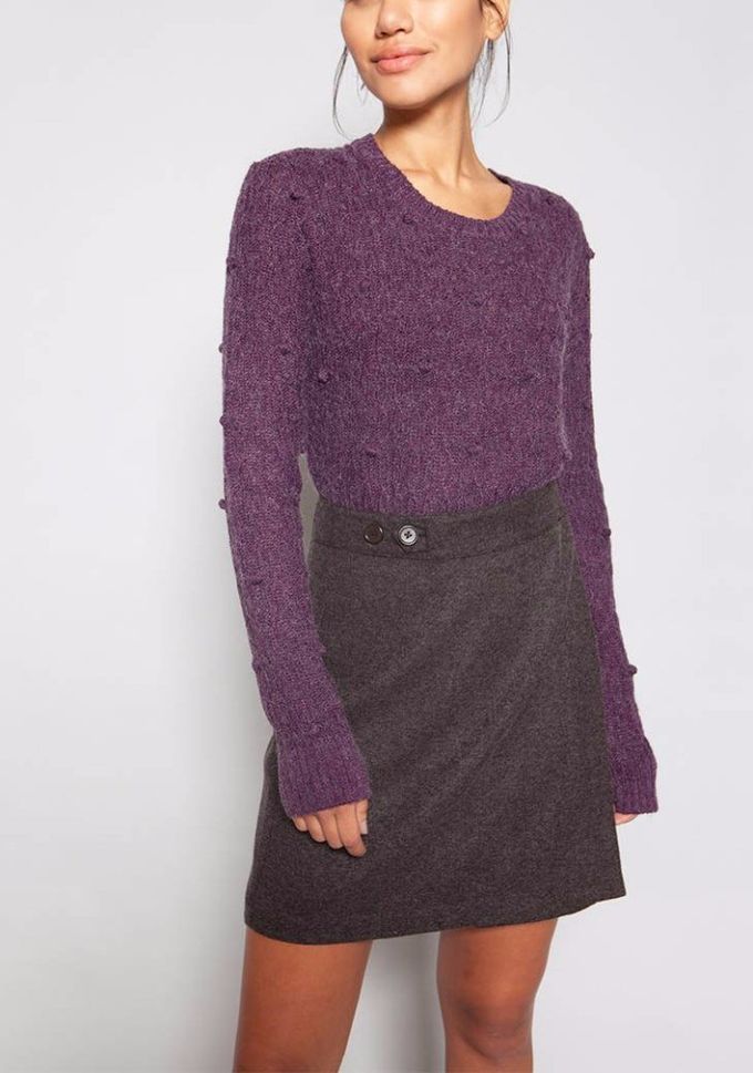 Grey / Berry Women'S Cable Knit Pullover Sweaters With Bubble Sweater Water Soluble