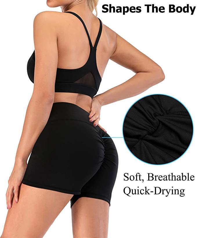 Women Workout Yoga Shorts High Waist Booty Short Pants