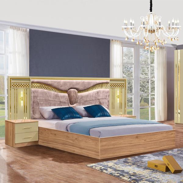 2025 Full King Size Wooden Turkish Bedroom Furniture Set Wood Frame Home Double
