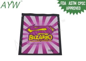 Wholesale FDA Flat Weed / Mylar Smell Proof Bags Plastic Laminated With Transparent Zipper from china suppliers