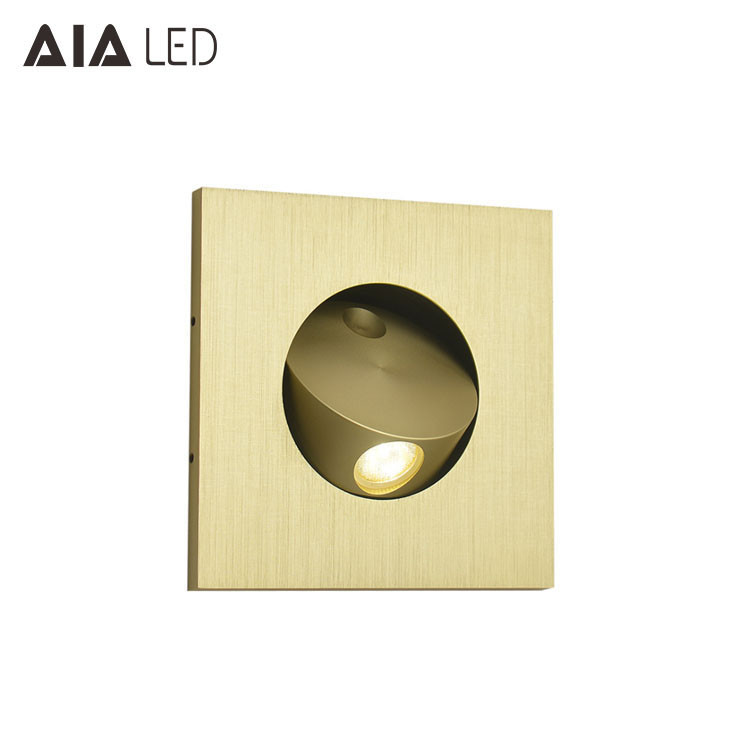Square modern 350degree flexibility gold reading light 3W headboard wall lamp led bedside lamps for luxurious