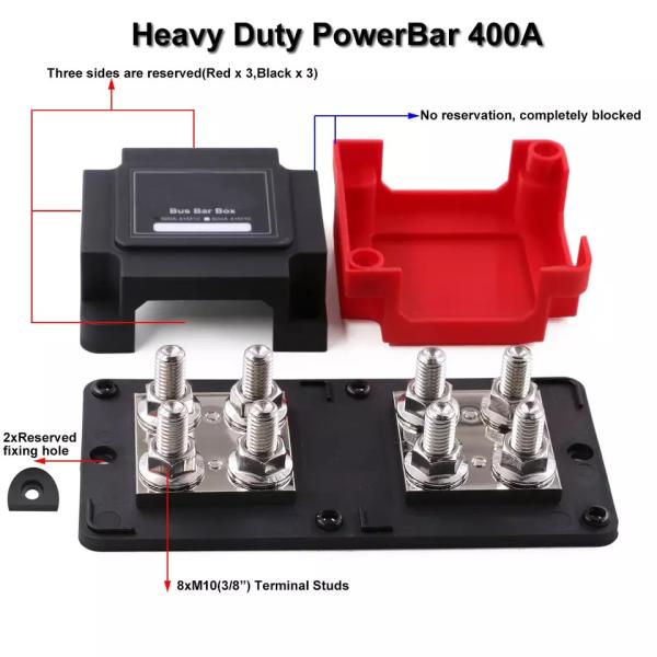 Heavy Duty Module 8x3/8" M10 Stud Terminal Battery Distribution Block BusBar Box Car Audio Power Distribution Block