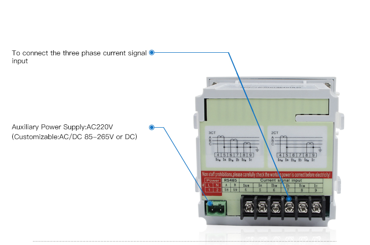 96*96 mm Three Phase LED Current Ampere Meter