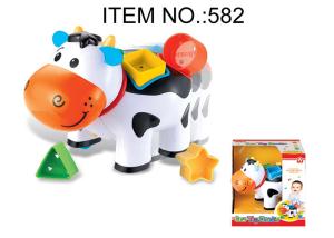 Wholesale Toddler B / O Cow W / Shape Sorter Blocks Infant Baby Toys Educational 5 Pcs Playset from china suppliers