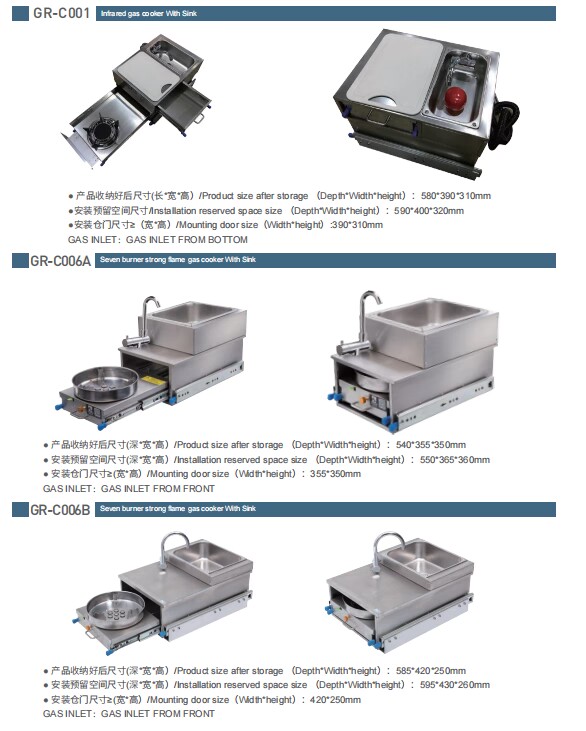 JP Caravan Kitchen Stove LPG Cooker in RV Yacht RV Motorhomes Kitchen Gas Stove