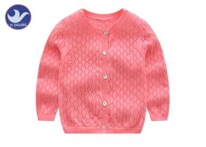 Wholesale Crew Neck Girls Cardigan Sweaters Spring Knitwear Shell Buttons Diamond Pointelle from china suppliers