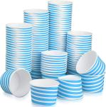 100 Pack Blue Sundae 7 Oz Disposable Paper Cups For Hot Drinks Water Ice Cream