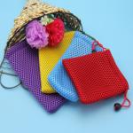 Ice Hockey Small Packing Bag , Colorful Sandwich Mesh Drawstring Bags