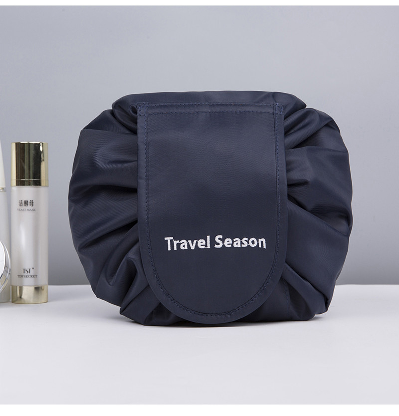 Professional Waterproof Polyester Black Drawstring Cosmetic Bag