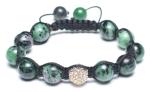 Adjustable Shamballa Bracelet, Ruby Zoisite Rounds & Crystal Rhinestone Ball