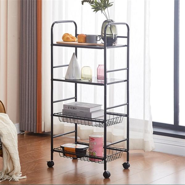 Multifunctional Kitchen Storage Rack 3 4 5 Layer Rotating Utility Trolley Cart With Wheels