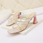 5569-3 Sexy Open-Toed High Heels Are Thin Rhinestone Cross Strap Sandals Thick