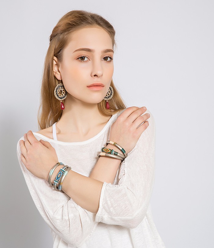 jewellery spring and summer new collection leather magnetic bracelet, fashion jewelry layers pu leather magnetic turquoi