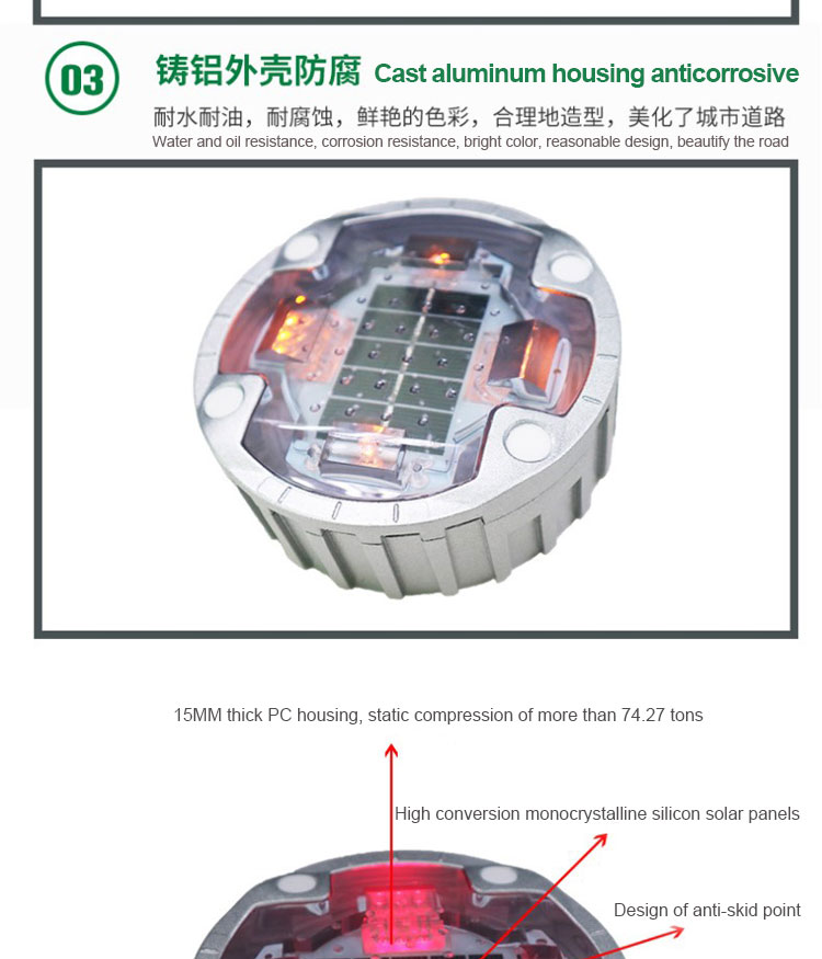 Led Cast Aluminum Cat Eye Solar Reflective Road Stud for Road Traffic Safety Warning