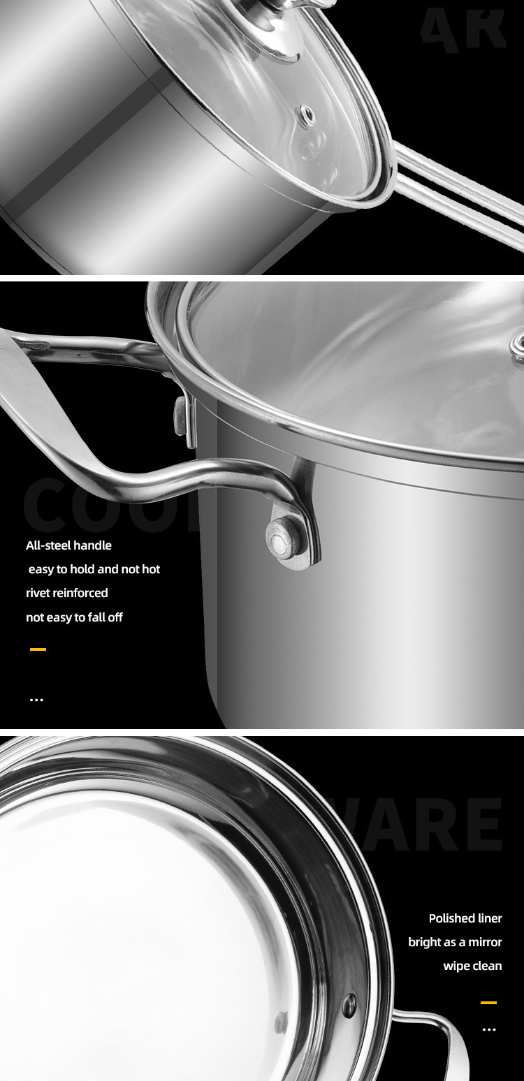Good Quality 3 Pcs Cookware Pot Silver Cooking Pot Set Stainless Steel Pots And Pans Set Cookware Sets