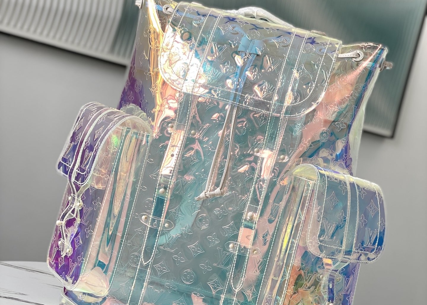 LV PVC Transparent Iridescent Luxury Brand Backpack Monogram Printing