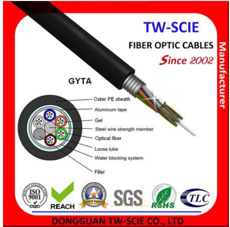 GYTA Loose Tube Multi Strand Aerial / Duct Fiber Optic Cable With Steel Type