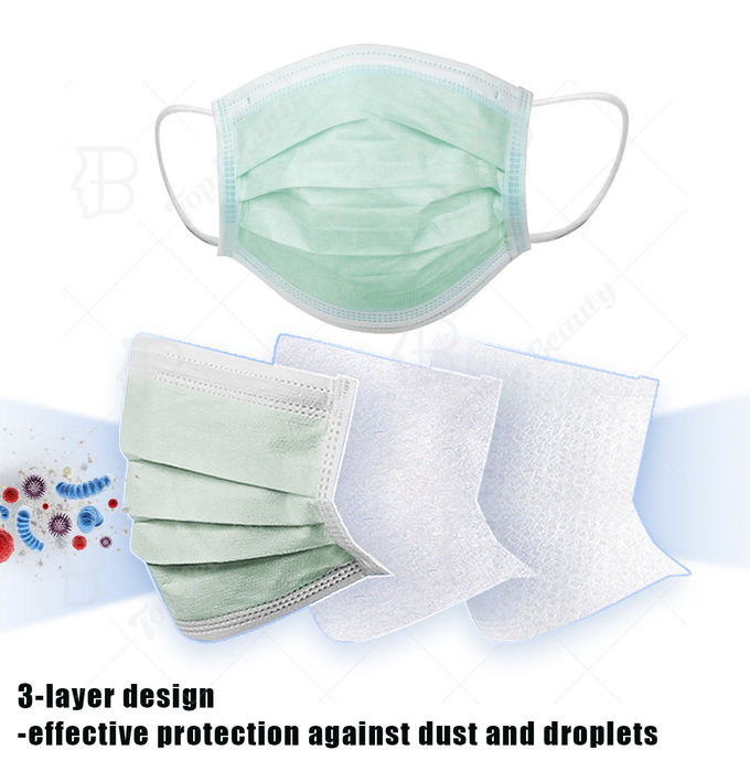 Antivirus Sterile Face Masks 3 Ply Non Woven Earloop Surgical Mask For Protect