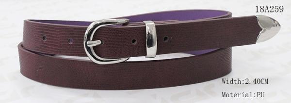 Fake Lizard Pattern Purple Womens Fashion Belts With Nickle Buckle , Metal Loop