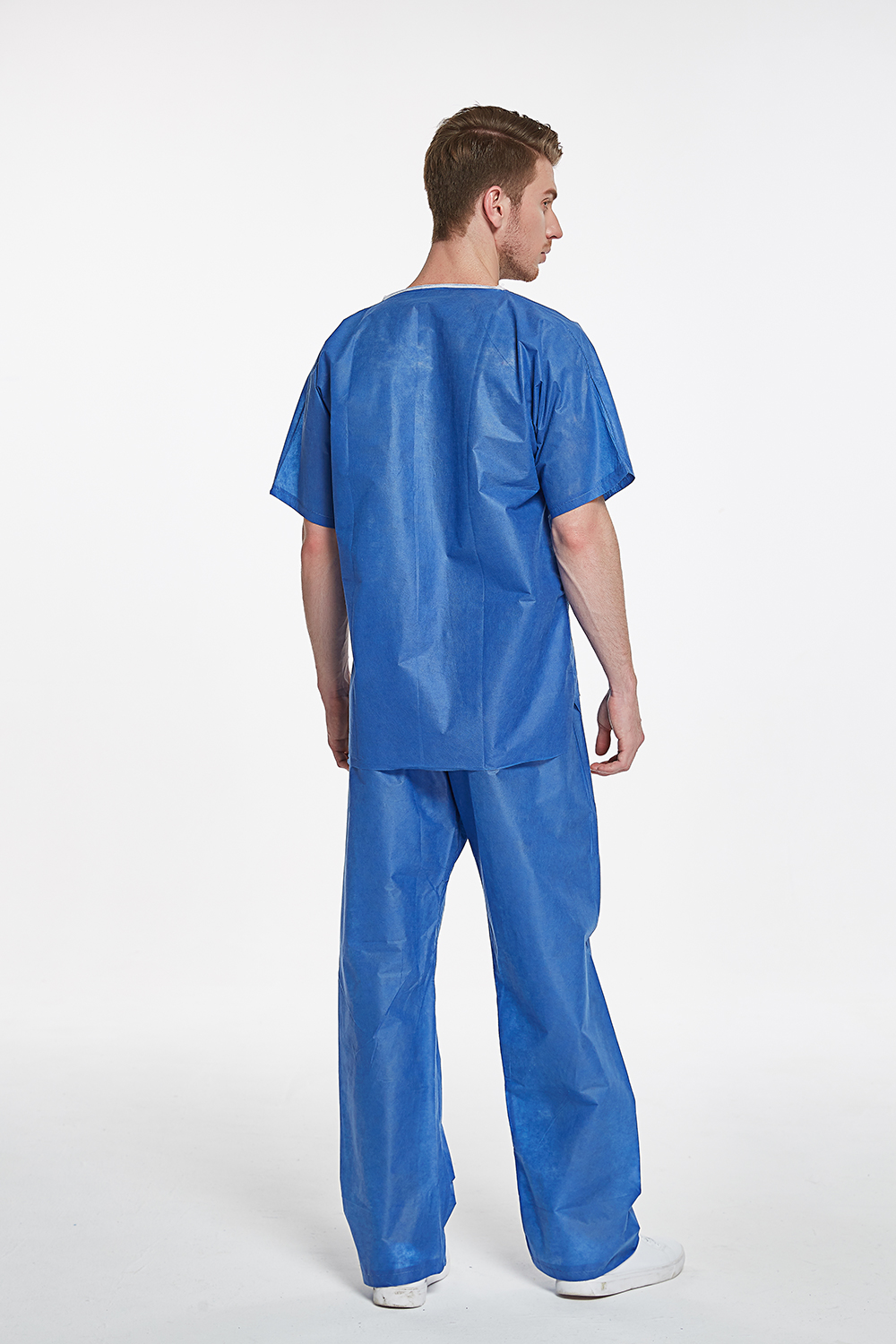 SMS Short Sleeve Hospital Scrub Suit 60gsm Disposable Scrub Suits For Sale