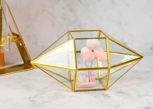 Wholesale Olive shape copper glass artifact greenhouse succulent cover jewelry gift candy box package glass ornaments from china suppliers