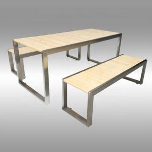 Wholesale EN840 Certificate L2130mm Metal And Wood Garden Table from china suppliers