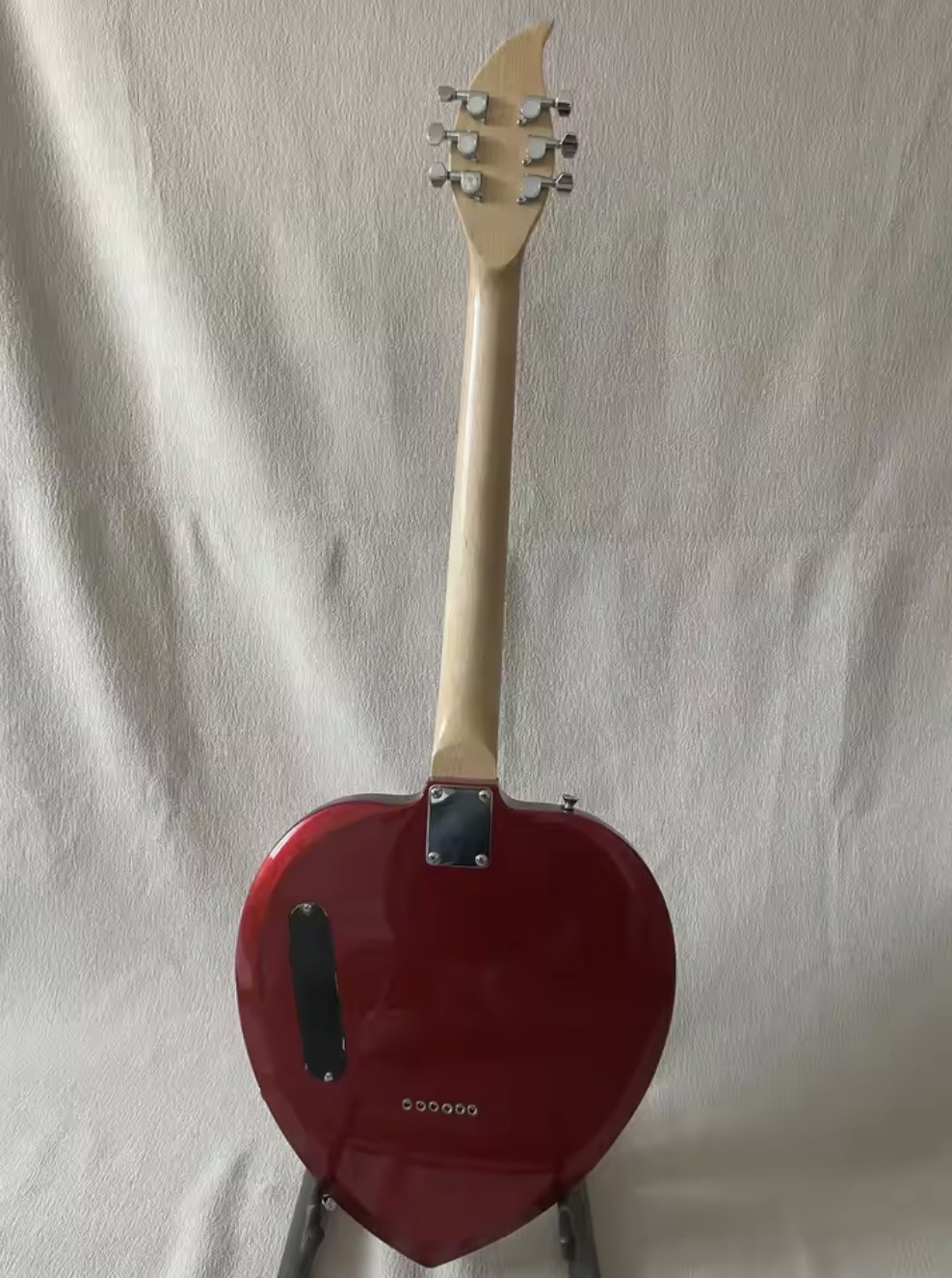 Custom Heart Shaped Electric Guitar in Black Short Scale Mahogany Body Humbucker Pickups Professional Guitar