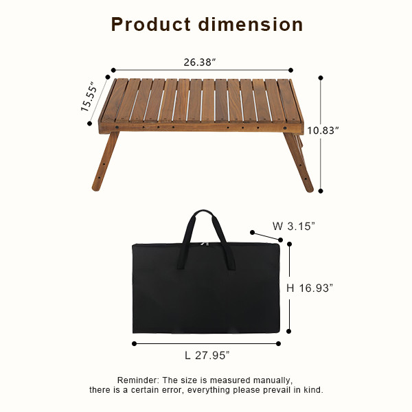 Oak Table For Camping With Foldable Legs Portable Folding Picnic Table