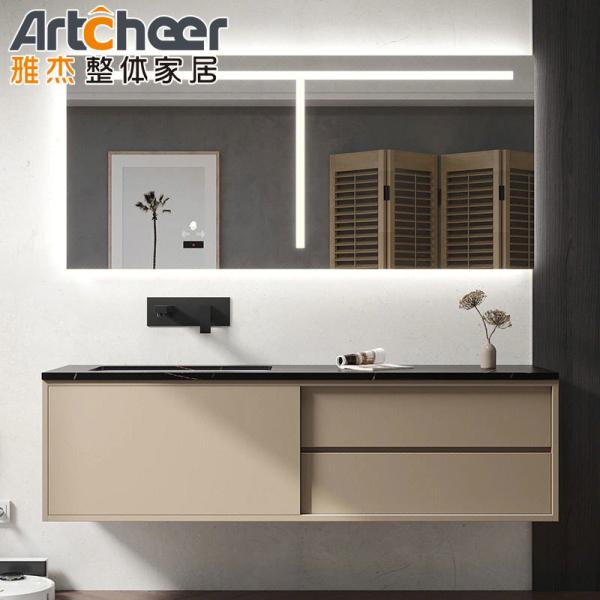 Rectangle Modern Style Bathroom Cabinet Wood Luxury Vanity Set with Floor