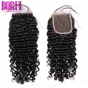 Wholesale 4*4 5*5 6*6 Brazilian Deep Curly Human Hair , Lace Closure With Baby Hair from china suppliers