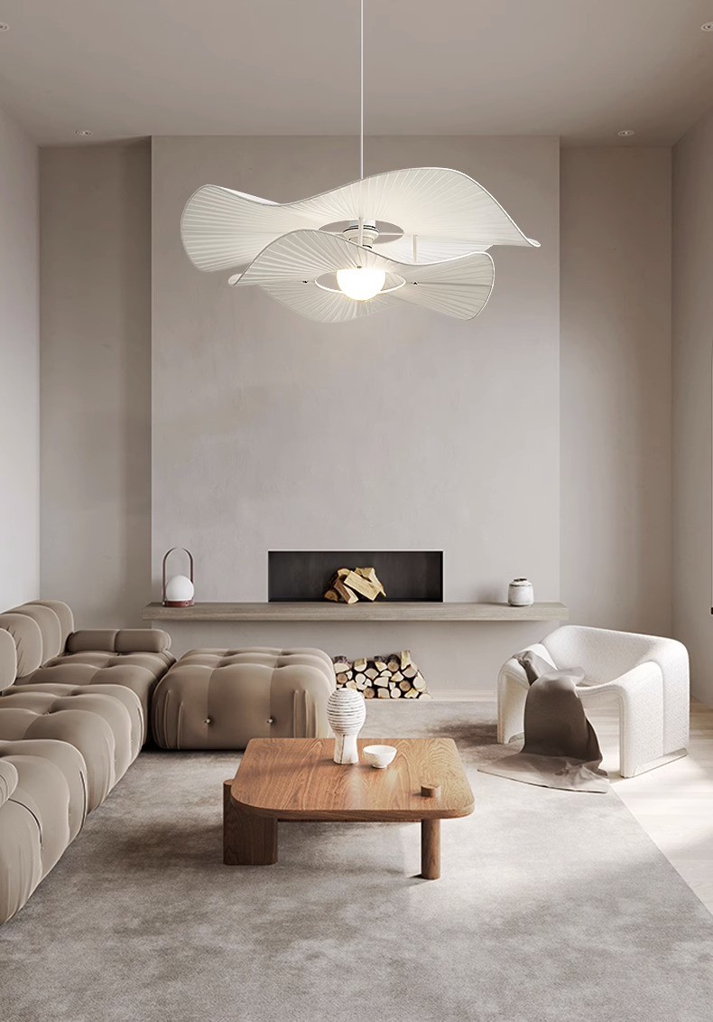 Nordic Cream Style Fabric Led Pendant Lights For Living Room Bedroom Bar Flower Pendant Lamp(WH-AP-590)