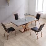 Rose Gold 180x90x75cm SS Dining Tables Durable Marble Dining Room Table