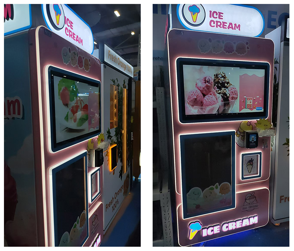 Professional Automatic Soft Serve Ice Cream Vending Machine with Cup Volume 80-100g and Machine Size 900x900x2260mm