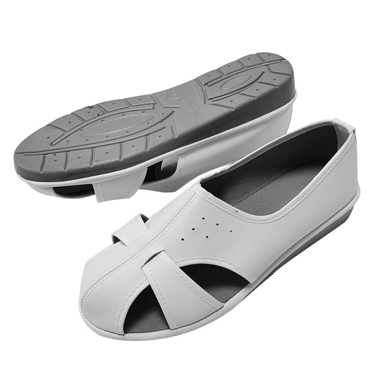Cleanroom Work Wear Four Hole Design Dust-free White PU Antistatic ESD Shoes