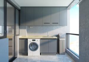 Wholesale OEM Modern Laundry Cabinet Waterproof Cabinet For Balcony With Washing Machine Slot from china suppliers