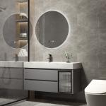 Rectangle 23in Solid Wood Bathroom Cabinets Transparent Glass Vanity