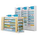 Drugstore L2000mm H1200mm Metal And Wood Shelf Unit Double Sided