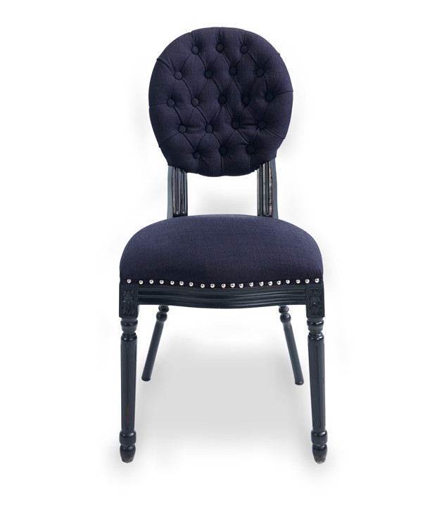 Hot sell oak wood black linen fabric chair for wedding party and rent dining chairs