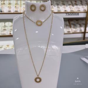 China High-end Brand 18k Gold Stainless Steel Jewelry Set Gold Gear 45cm Thin Necklace on sale