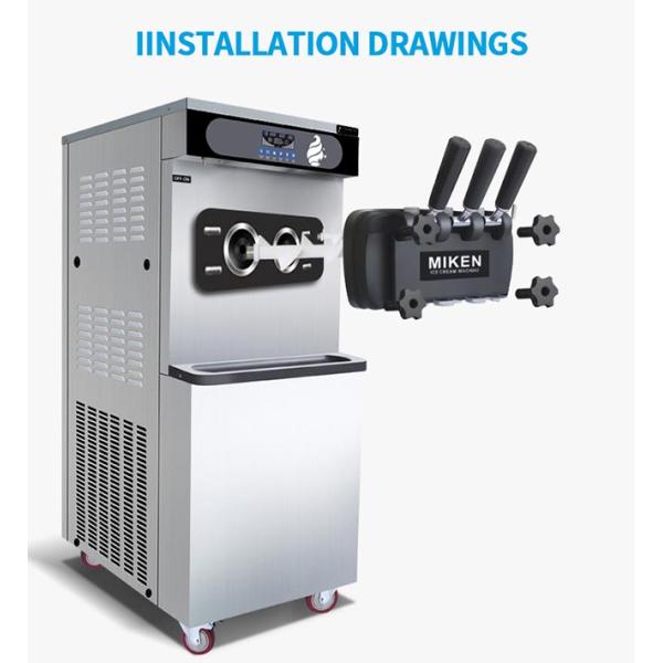 3 Flavors Stainless Steel Frozen Yogurt Machine / Vending Soft Ice Cream Machine