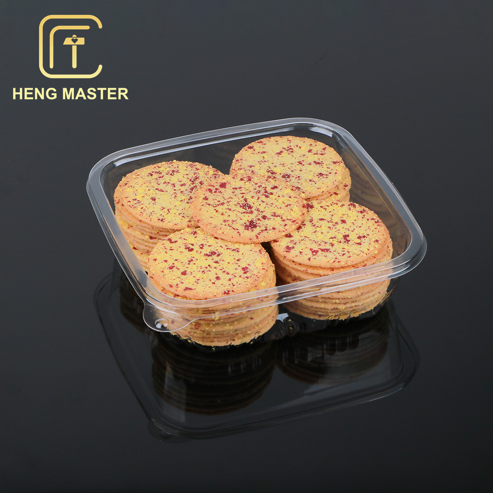 500ml Clear Square Plastic Pastry Contanier Cookies Cakes Packing With Lid