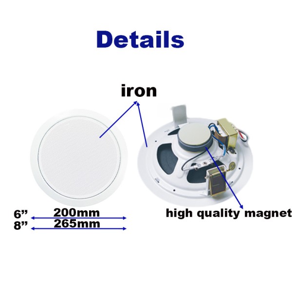 Durable Loudspeaker Iron Good Sound Elegant Design 6-inch Full Range Ceiling Speaker OEM ODM