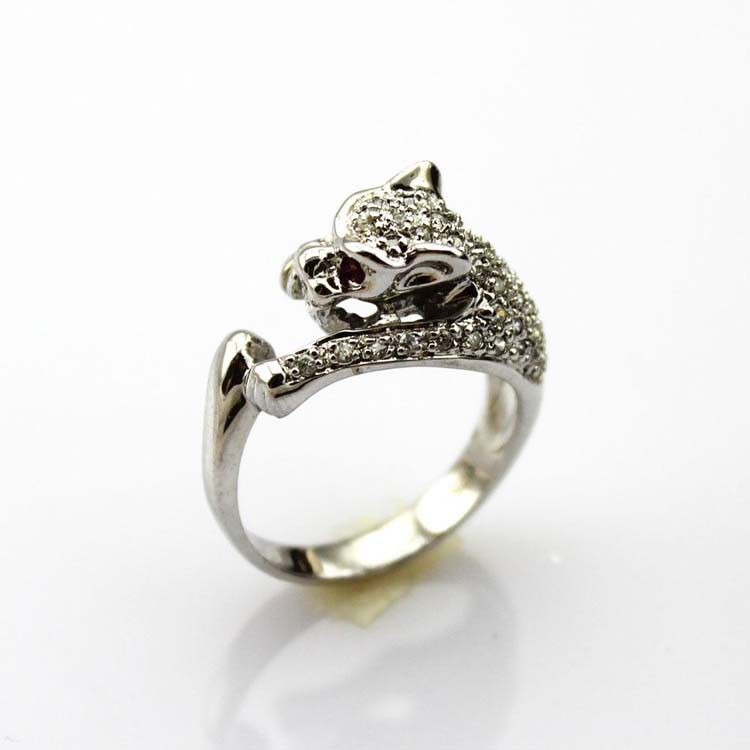 Women Jewelry 925 Silver Pave Clear Cubic Zirconia Animal Ring (S-RJ690)