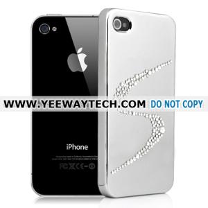 Wholesale Rhinestone S Pattern Electroplated Hard Case Cover For iPhone 4S - Silver from china suppliers