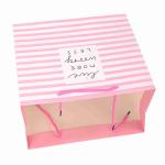8x4x10 Small Favor Pink Wedding Printed Paper Gift Bags Bulk With Ribbon Handle