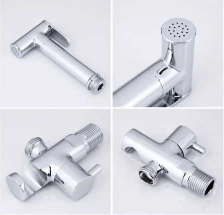 Sustainable Light Grey Hand-held Bidet Toilet Sprayer With Wall-mounted Hook Holder